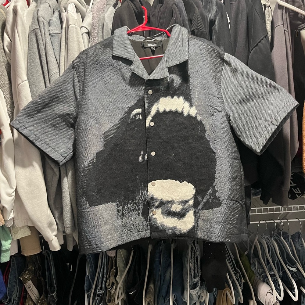 Graphic Short Sleeve Button-Up Shirt